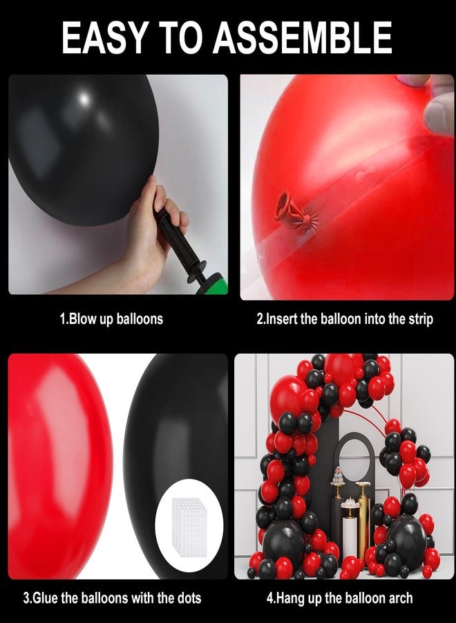 YMSZ Red Black Balloons Garland Arch Kit, 134pcs Black and Red Party Balloons with Different Size for Graduation, Birthday, Anniversary, BBQ Casino, New Year Party Decorations Supplies - Image 3